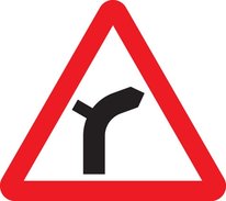 image of a junction on a bend sign