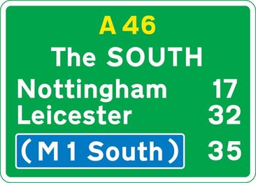 image of route confirmatory sign after junction road sign